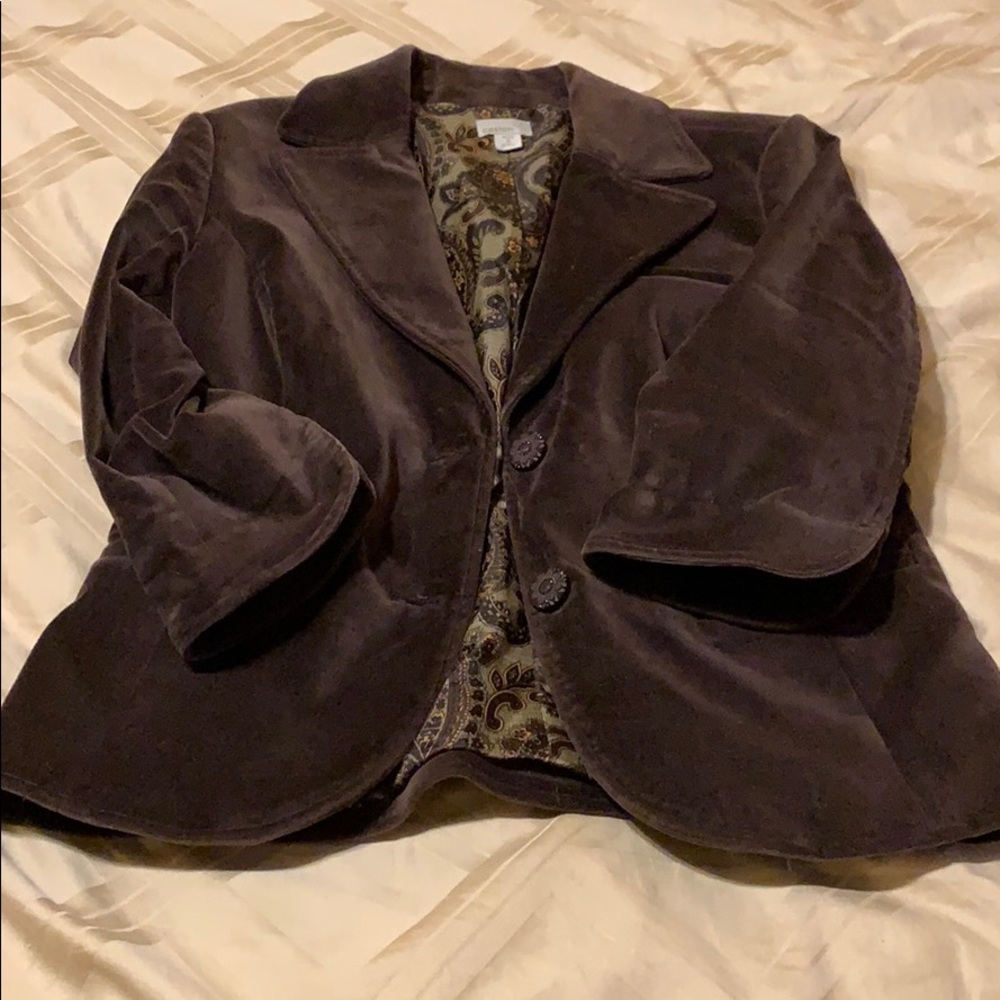 Chocolate velvet 3/4 sleeve blazer